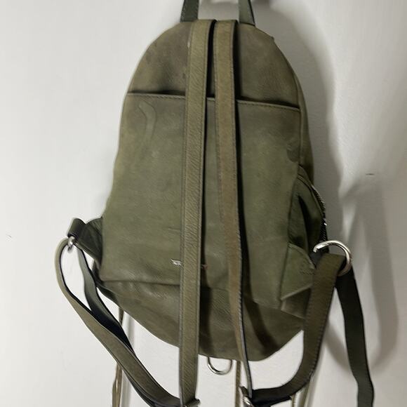 REBECCA MINKOFF Olive Green Suede Adjustable Tassel Detail Mini Backpack